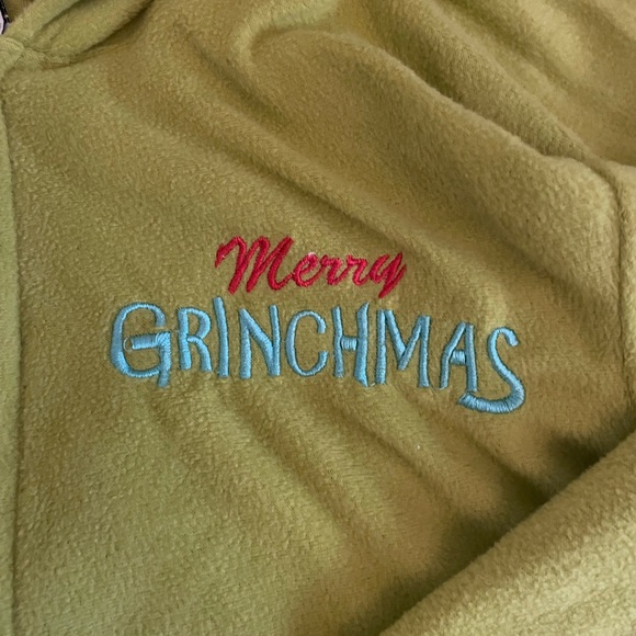 Dr. Suess The Grinch One Piece Front Zip Green Fleece Pajama Small Unisex - Picture 3 of 8